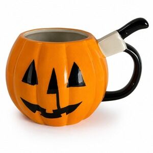 Halloween II Michael Myers Pumpkin Knife Handle 20oz Mug Silver Buffalo 2022 HTF